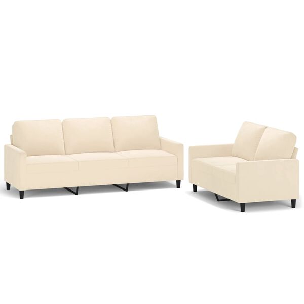 vidaXL 2-tlg. Sofagarnitur mit Kissen Creme Samt