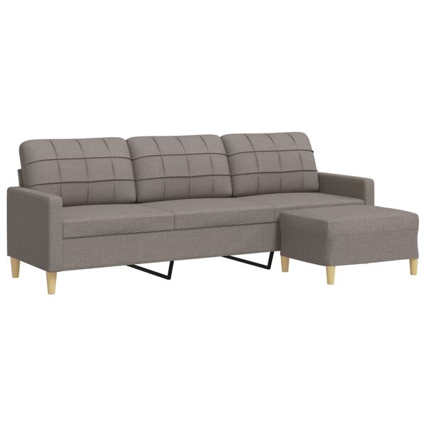 vidaXL 3-Sitzer-Sofa mit Hocker Taupe 210 cm Stoff