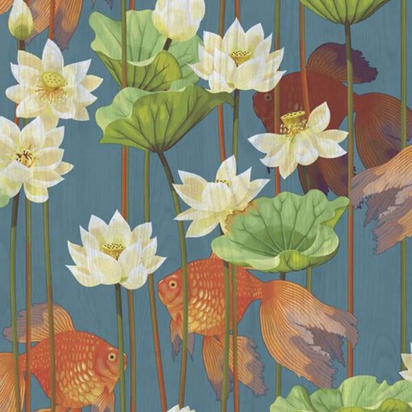 DUTCH WALLCOVERINGS Tapete Fisch/Blume Blau