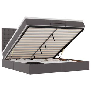 vidaXL Ottoman-Bett mit Matratze & LEDs Grau 160x200 cm Kunstleder