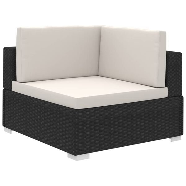 vidaXL 12-tlg. Garten-Lounge-Set mit Auflagen Poly Rattan Schwarz