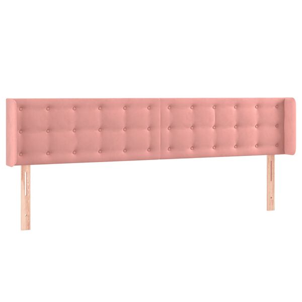 vidaXL Kopfteil mit Ohren Rosa 183x16x78/88 cm Samt