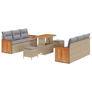 vidaXL Gartensofa-set 9 Stk. 8-Sitzanzahl Beige und Hellgrau