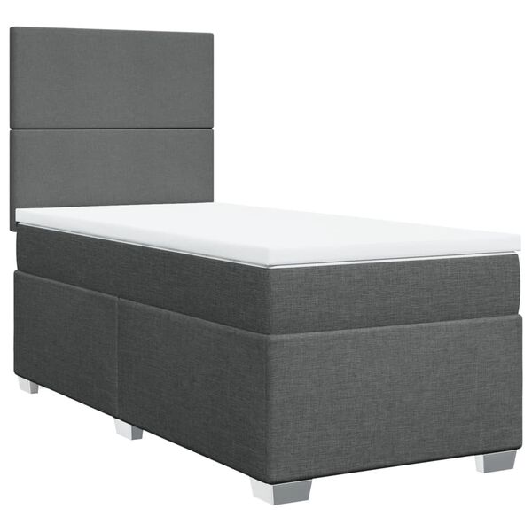 vidaXL Boxspringbett mit Matratze Dunkelgrau 90x190 cm Stoff