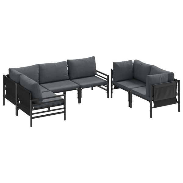 vidaXL Garten-Sofa-Set mit Kissen 6 pcs Anthrazit Stahl