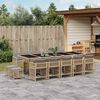 vidaXL 15-tlg. Garten-Essgruppe mit Kissen Beigemischung Poly Rattan