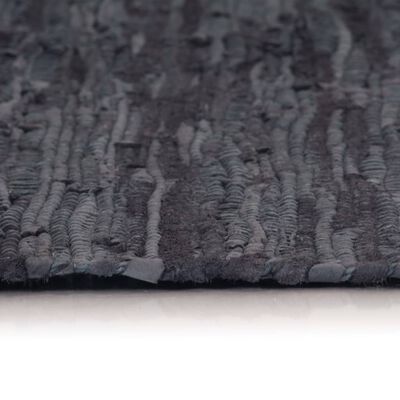 vidaXL Handgewebter Chindi-Teppich Leder 190x280 cm Grau