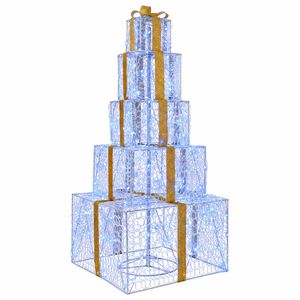 vidaXL Weihnachts-LED-Geschenkbox-Stapel 250 LEDs Blau