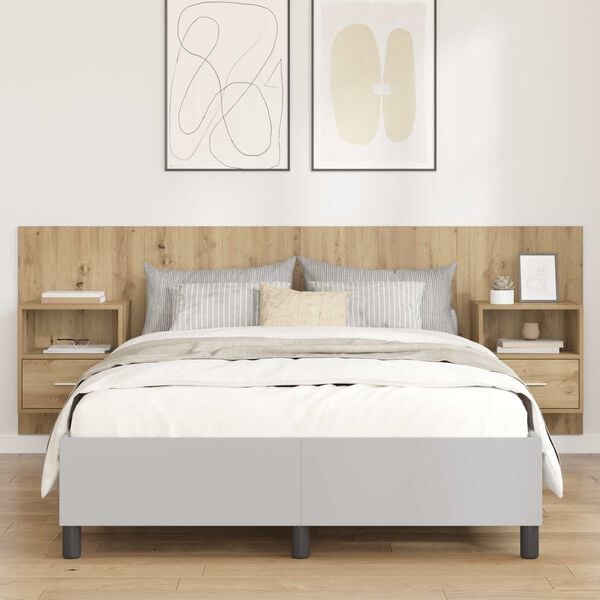 vidaXL Kopfteil mit Schrank 3 pcs Artisan-Eiche Holzwerkstoff