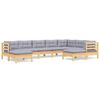 vidaXL 9-tlg. Garten-Lounge-Set mit Grauen Kissen Kiefer Massivholz