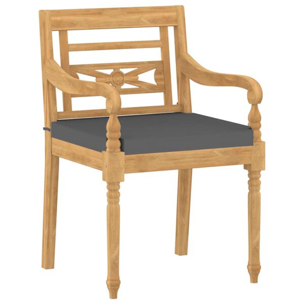 vidaXL Batavia-St&uuml;hle 6 Stk. mit Kissen Massivholz Teak