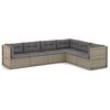 vidaXL 6-tlg. Garten-Lounge-Set mit Kissen Grau Poly Rattan