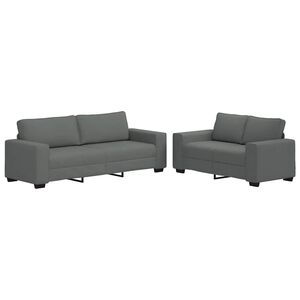 vidaXL 2-tlg. Sofagarnitur mit Kissen Dunkelgrau Stoff