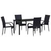 vidaXL Garten Essgruppe 5 Stk. Schwarz Pulverbeschichteter Stahl