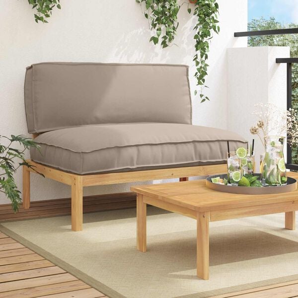vidaXL Sofa Set mit Kissen Taupe 120 x 80 x 69 cm Massivholz Akazie