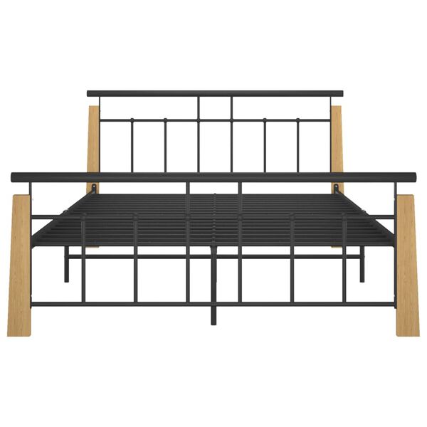 vidaXL Bettgestell Metall und Massivholz Eiche 140x200 cm