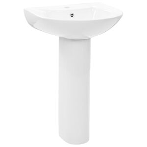 vidaXL Freistehendes Waschbecken mit S&auml;ule Keramik Wei&szlig; 520x440x190 mm