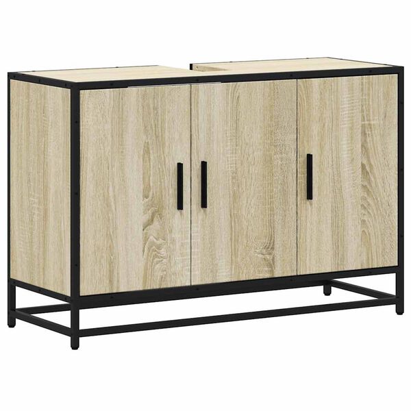 vidaXL Badezimmer-Waschbeckenschrank Sonoma-Eiche 90 x 33 x 60 cm Holzwerkstoff
