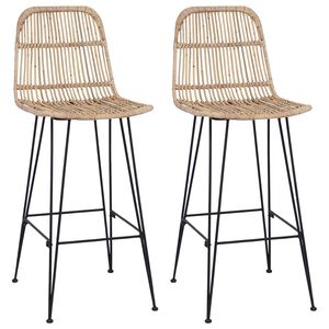 vidaXL Barhocker 2 stk. Natur 44 x 55 x 109 cm Rattan und Stahl