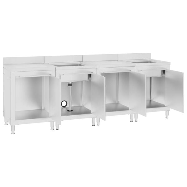 vidaXL Gastro-Sp&uuml;lenunterschrank 240x60x96 cm Edelstahl