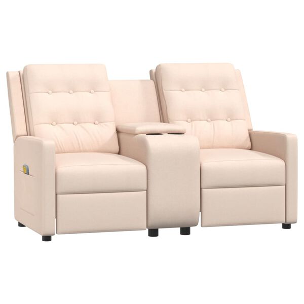 vidaXL 2-Sitzer Massagesessel mit Getränkehalter Creme