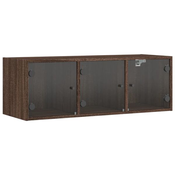 vidaXL Wandschrank mit Glast&uuml;ren Braun Eichen-Optik 102x37x35 cm