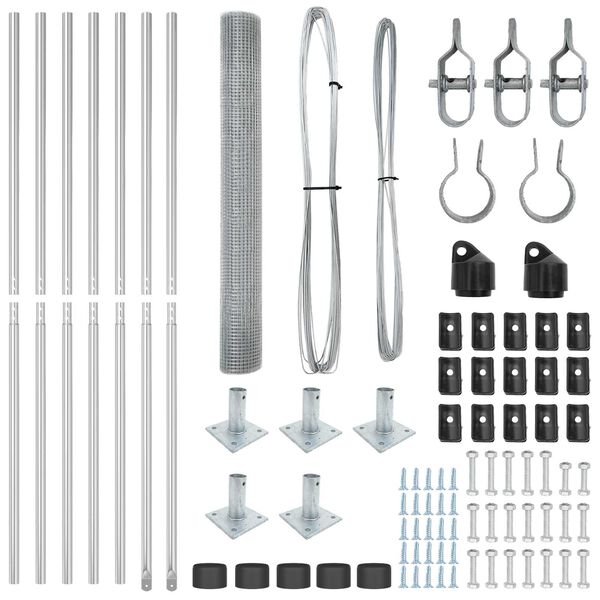 vidaXL Zaun mit Pfosten Silber 1 x 10 m Stahl