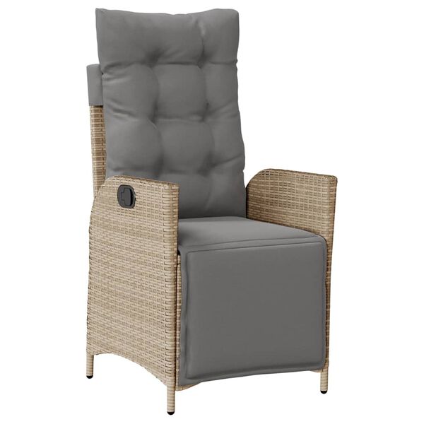 vidaXL Gartensessel mit Fußteil Verstellbar Beigemischung Poly Rattan