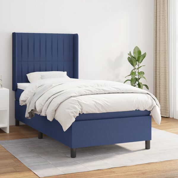 vidaXL Boxspringbett mit Matratze Blau 80x200 cm Stoff
