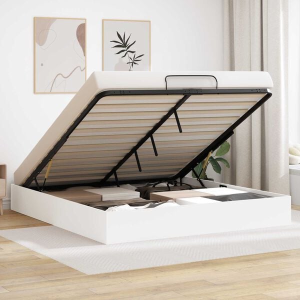 vidaXL Ottoman Bettgestell Wei&szlig; 193 x 120 x 25 cm Spanplatte