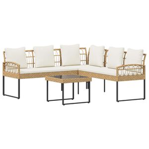 vidaXL Gartensofa-set 2 stk. Natur Poly Rattan Stahl
