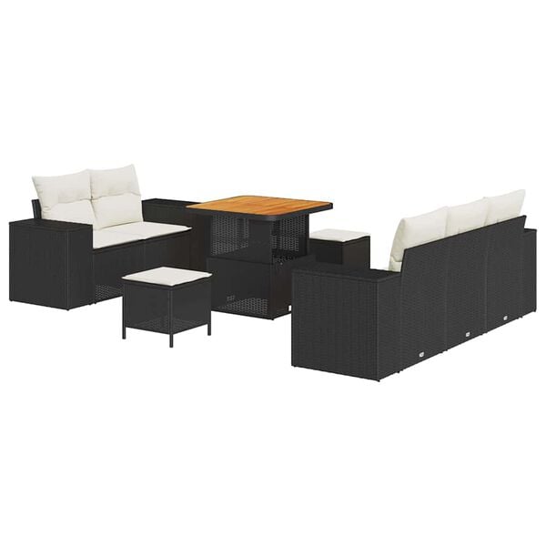 vidaXL Gartensofa-set 8 pcs Schwarz Poly-Rattan
