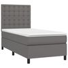 vidaXL Boxspringbett mit Matratze & LED Grau 90x200 cm Kunstleder