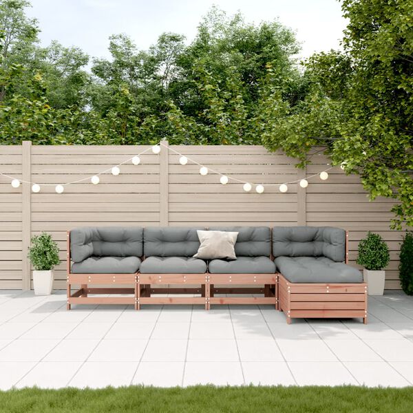 vidaXL 5-tlg. Garten-Lounge-Set mit Kissen Massivholz Douglasie