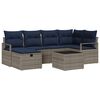 vidaXL Sofa Set mit Kissen Grau und Marineblau Poly-Rattan