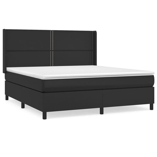 vidaXL Boxspringbett mit Matratze Schwarz 180x200 cm Kunstleder