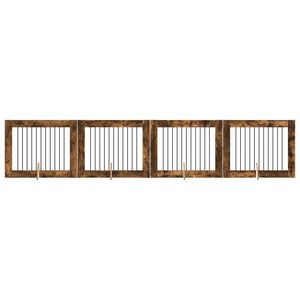 vidaXL Hundetor mit St&auml;ndern 4 pcs Ger&auml;ucherte Eiche 100 x 80 cm