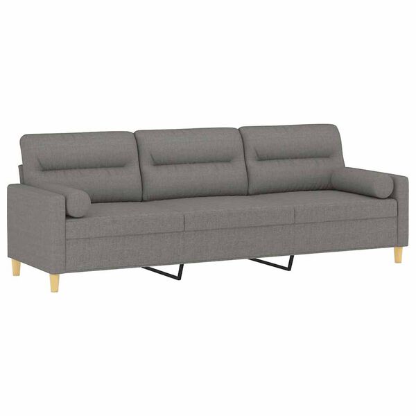 vidaXL 3-Sitzer-Sofa mit Kissen Dunkelgrau 210 cm Stoff