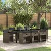 vidaXL Garten Essgruppe mit Kissen 9 pcs Grau Poly-Rattan