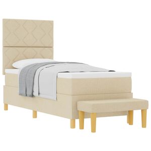 vidaXL Boxspringbett mit Kissen mit Kopfteil Creme 200 x 80 cm Stoff