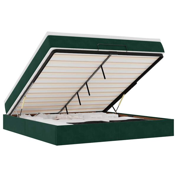 vidaXL Ottoman-Bett mit Matratze Dunkelgr&uuml;n 180x200 cm Samt