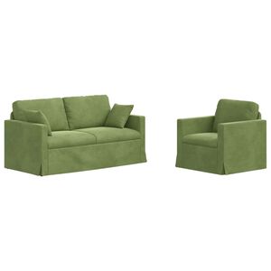 vidaXL Sofa 2 pcs Hellgr&uuml;n 158 x 78 x 80 cm Samt