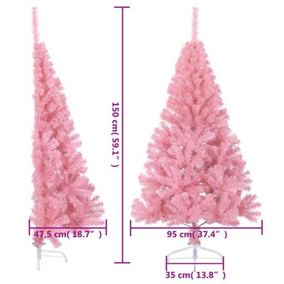 vidaXL Künstlicher Halb-Weihnachtsbaum mit Ständer Rosa 150 cm PVC