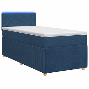vidaXL Boxspringbett mit Matratze mit Kopfteil Blau 80 x 200 cm Stoff