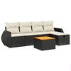 vidaXL 6-tlg. Garten-Sofagarnitur mit Kissen Schwarz Poly Rattan