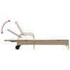vidaXL Sonnenliege mit Rollen und Auflage Beige Poly Rattan
