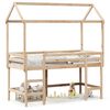 vidaXL Hochbett mit Leiter und Dach 90x200 cm Massivholz Kiefer