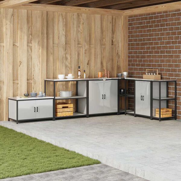 vidaXL K&uuml;chenaufbewahrung mit Regal Silber 90 x 50 x 92 cm Stahl