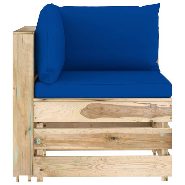 vidaXL 4-Sitzer Outdoor-Sofa mit Kissen Gr&uuml;n Impr&auml;gniertes Holz