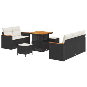 vidaXL Gartensofa-set 10 Stk. 7-Sitzanzahl Schwarz und Creme